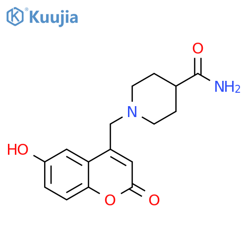 1-(6-hydroxy-2-oxo-2H-chromen-4-yl)methylpiperidine-4-carboxamide structure