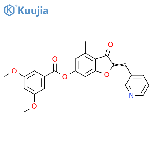 (2Z)-4-methyl-3-oxo-2-(pyridin-3-yl)methylidene-2,3-dihydro-1-benzofuran-6-yl 3,5-dimethoxybenzoate structure