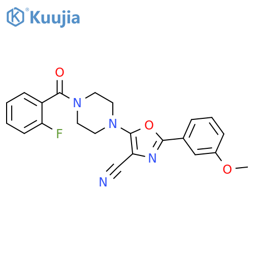 5-4-(2-fluorobenzoyl)piperazin-1-yl-2-(3-methoxyphenyl)-1,3-oxazole-4-carbonitrile structure