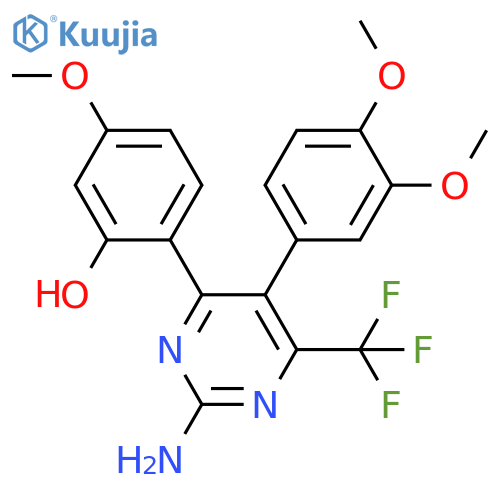2-2-amino-5-(3,4-dimethoxyphenyl)-6-(trifluoromethyl)pyrimidin-4-yl-5-methoxyphenol structure