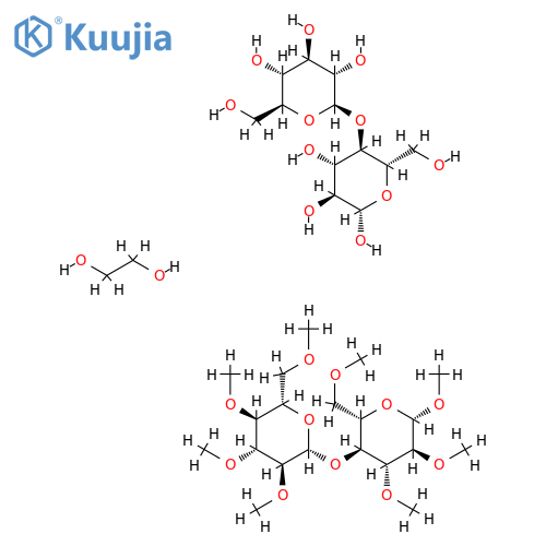 Ethane-1,2-diol;(2S,3R,4R,5S,6R)-2-(hydroxymethyl)-6-[(2S,3R,4S,5S,6S)-4,5,6-trihydroxy-2-(hydroxymethyl)oxan-3-yl]oxyoxane-3,4,5-triol;(2S,3S,4R,5S,6S)-2,3,4-trimethoxy-6-(methoxymethyl)-5-[(2R,3S,4R,5S,6S)-3,4,5-trimethoxy-6-(methoxymethyl)oxan-2-yl]oxyoxane structure