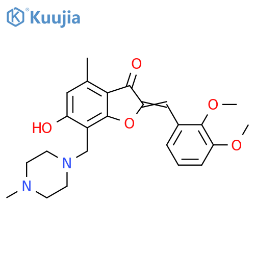 (2Z)-2-(2,3-dimethoxyphenyl)methylidene-6-hydroxy-4-methyl-7-(4-methylpiperazin-1-yl)methyl-2,3-dihydro-1-benzofuran-3-one structure