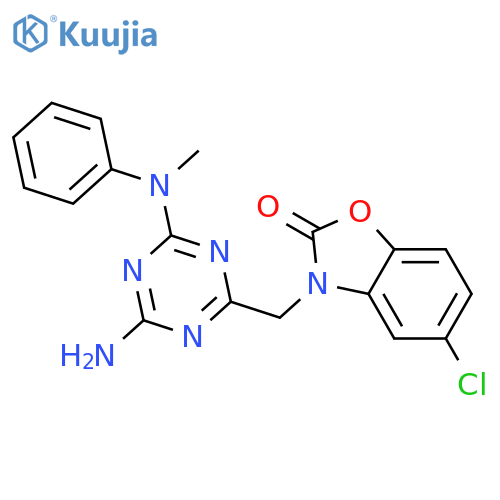 3-({4-Amino-6-methyl(phenyl)amino-1,3,5-triazin-2-yl}methyl)-5-chloro-1,3-benzoxazol-2(3H)-one structure