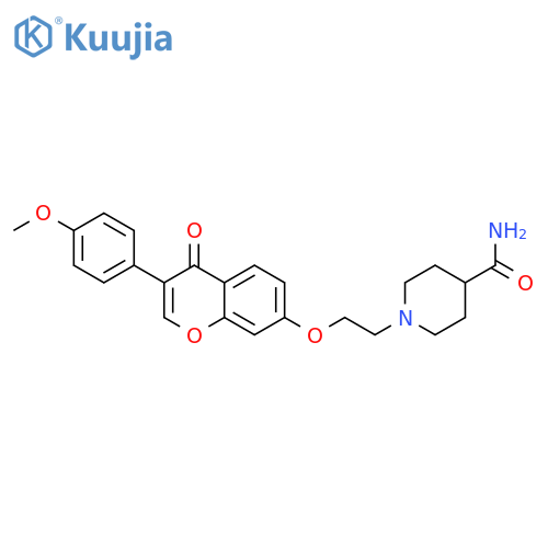 1-(2-{3-(4-methoxyphenyl)-4-oxo-4H-chromen-7-yloxy}ethyl)piperidine-4-carboxamide structure