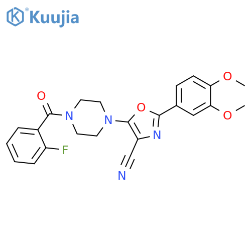 2-(3,4-dimethoxyphenyl)-5-4-(2-fluorobenzoyl)piperazin-1-yl-1,3-oxazole-4-carbonitrile structure