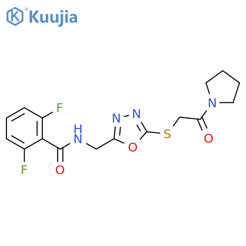 2,6-difluoro-N-(5-{2-oxo-2-(pyrrolidin-1-yl)ethylsulfanyl}-1,3,4-oxadiazol-2-yl)methylbenzamide structure