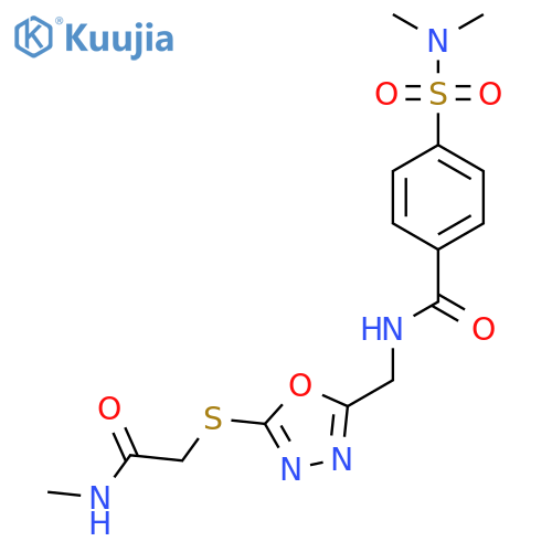 4-(dimethylsulfamoyl)-N-(5-{(methylcarbamoyl)methylsulfanyl}-1,3,4-oxadiazol-2-yl)methylbenzamide structure