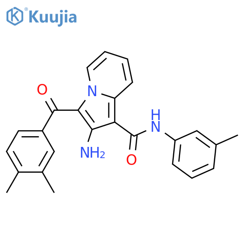 2-amino-3-(3,4-dimethylbenzoyl)-N-(3-methylphenyl)indolizine-1-carboxamide structure