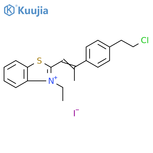 Benzothiazolium, 2-[2-[4-(2-chloroethyl)phenyl]-1-propen-1-yl]-3-ethyl-, iodide (1:1) structure