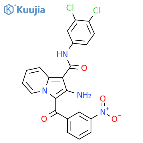2-amino-N-(3,4-dichlorophenyl)-3-(3-nitrobenzoyl)indolizine-1-carboxamide structure