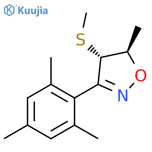 Isoxazole, 4,5-dihydro-5-methyl-4-(methylthio)-3-(2,4,6-trimethylphenyl)-, trans- (9CI) structure