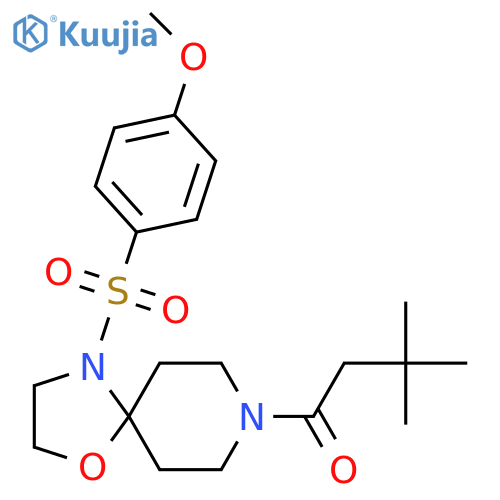 1-4-(4-methoxybenzenesulfonyl)-1-oxa-4,8-diazaspiro4.5decan-8-yl-3,3-dimethylbutan-1-one structure
