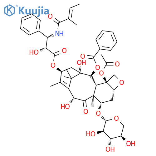 (2α,5β,7β,10β,13α)-4-Acetoxy-1,10-dihydroxy-13-{[(2R,3S)-2-hydroxy-3-{[(2E)-2-methyl-2-butenoyl]amino}-3-phenylpropanoyl]oxy}-9-oxo-7-(β-D-xylopyranosyloxy)-5,20-epoxytax-11-en-2-y
l benzoate structure