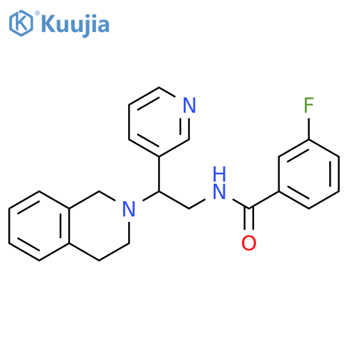 3-fluoro-N-2-(pyridin-3-yl)-2-(1,2,3,4-tetrahydroisoquinolin-2-yl)ethylbenzamide structure