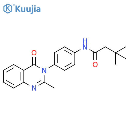 3,3-dimethyl-N-4-(2-methyl-4-oxo-3,4-dihydroquinazolin-3-yl)phenylbutanamide structure