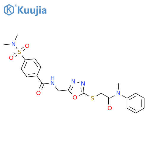 4-(dimethylsulfamoyl)-N-{5-({methyl(phenyl)carbamoylmethyl}sulfanyl)-1,3,4-oxadiazol-2-ylmethyl}benzamide structure