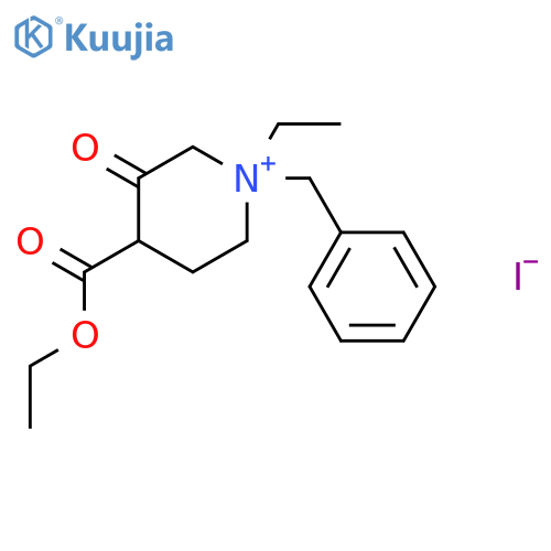 Piperidinium, 4-(ethoxycarbonyl)-1-ethyl-3-oxo-1-(phenylmethyl)-, iodide structure