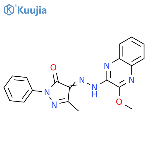 1H-Pyrazole-4,5-dione, 3-methyl-1-phenyl-, 4-[2-(3-methoxy-2-quinoxalinyl)hydrazone] structure