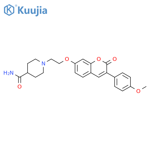 1-(2-{3-(4-methoxyphenyl)-2-oxo-2H-chromen-7-yloxy}ethyl)piperidine-4-carboxamide structure