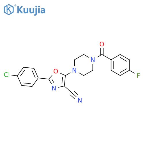 2-(4-chlorophenyl)-5-4-(4-fluorobenzoyl)piperazin-1-yl-1,3-oxazole-4-carbonitrile structure