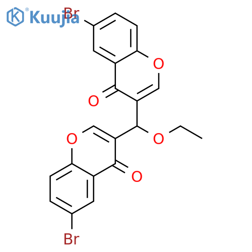 3,3'-(ethoxymethylene)bis(6-bromo-4H-chromen-4-one) structure