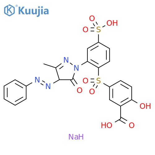Benzoic acid, 5-[[2-[4,5-dihydro-3-methyl-5-oxo-4-(2-phenyldiazenyl)-1H-pyrazol-1-yl]-4-sulfophenyl]sulfonyl]-2-hydroxy-, sodium salt (1:2) structure