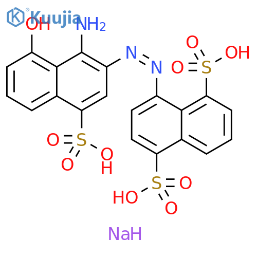 1,5-Naphthalenedisulfonic acid, 4-[2-(1-amino-8-hydroxy-4-sulfo-2-naphthalenyl)diazenyl]-, sodium salt (1:3) structure