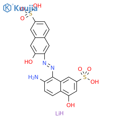 2-Naphthalenesulfonic acid, 7-amino-4-hydroxy-8-[2-(3-hydroxy-6-sulfo-2-naphthalenyl)diazenyl]-, lithium salt (1:2) structure