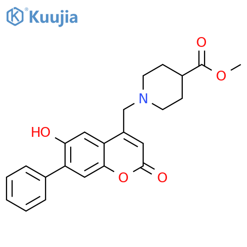 methyl 1-(6-hydroxy-2-oxo-7-phenyl-2H-chromen-4-yl)methylpiperidine-4-carboxylate structure