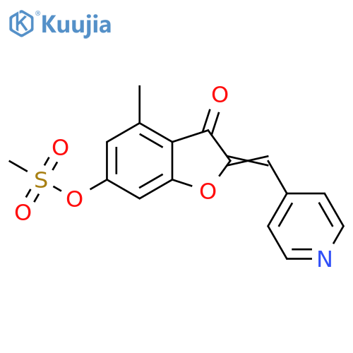 (2Z)-4-methyl-3-oxo-2-(pyridin-4-yl)methylidene-2,3-dihydro-1-benzofuran-6-yl methanesulfonate structure