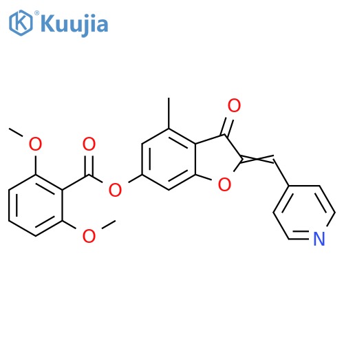 (2Z)-4-methyl-3-oxo-2-(pyridin-4-yl)methylidene-2,3-dihydro-1-benzofuran-6-yl 2,6-dimethoxybenzoate structure