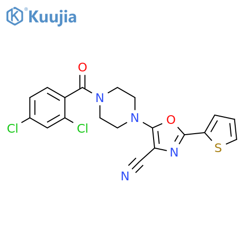 5-4-(2,4-dichlorobenzoyl)piperazin-1-yl-2-(thiophen-2-yl)-1,3-oxazole-4-carbonitrile structure