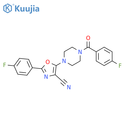 5-4-(4-fluorobenzoyl)piperazin-1-yl-2-(4-fluorophenyl)-1,3-oxazole-4-carbonitrile structure