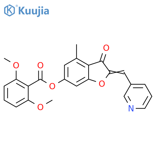 (2Z)-4-methyl-3-oxo-2-(pyridin-3-yl)methylidene-2,3-dihydro-1-benzofuran-6-yl 2,6-dimethoxybenzoate structure
