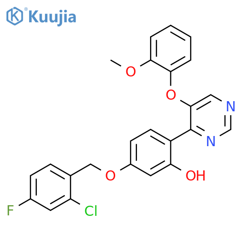 5-(2-chloro-4-fluorophenyl)methoxy-2-5-(2-methoxyphenoxy)pyrimidin-4-ylphenol structure