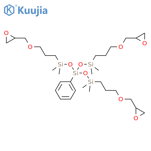 Trisiloxane,3-[[dimethyl[3-(oxiranylmethoxy)propyl]silyl]oxy]-1,1,5,5-tetramethyl-1,5-bis[3-(oxiranylmethoxy)propyl]-3-phenyl- structure