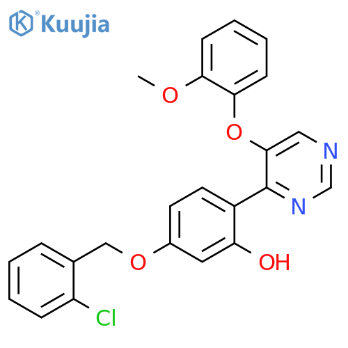 5-(2-chlorophenyl)methoxy-2-5-(2-methoxyphenoxy)pyrimidin-4-ylphenol structure