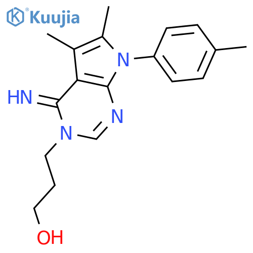 <br>3-(4-imino-5,6-dimethyl-7-(p-tolyl)-4,7-dihydro-3H-pyrrolo[2,3-d]pyrimidin- 3-yl)propan-1-ol structure