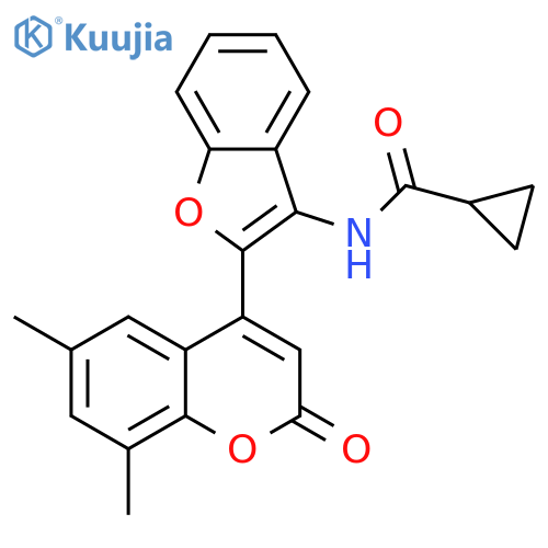 N-2-(6,8-dimethyl-2-oxo-2H-chromen-4-yl)-1-benzofuran-3-ylcyclopropanecarboxamide structure