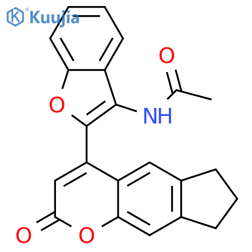 N-(2-{2-oxo-2H,6H,7H,8H-cyclopentagchromen-4-yl}-1-benzofuran-3-yl)acetamide structure