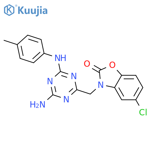 3-({4-Amino-6-(4-methylphenyl)amino-1,3,5-triazin-2-yl}methyl)-5-chloro-1,3-benzoxazol-2(3H)-one structure