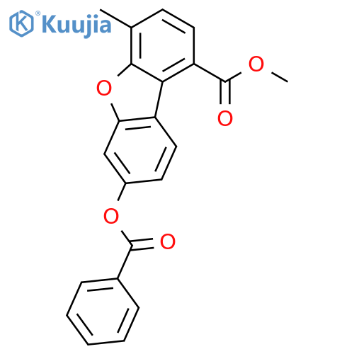 1-Dibenzofurancarboxylic acid, 7-(benzoyloxy)-4-methyl-, methyl ester structure