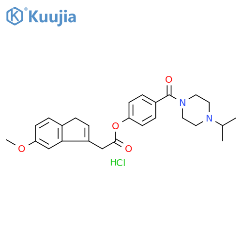 1H-Indene-3-acetic acid, 5-methoxy-, 4-[[4-(1-methylethyl)-1-piperazinyl]carbonyl]phenyl ester, hydrochloride (1:1) structure