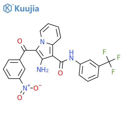 2-amino-3-(3-nitrobenzoyl)-N-3-(trifluoromethyl)phenylindolizine-1-carboxamide structure