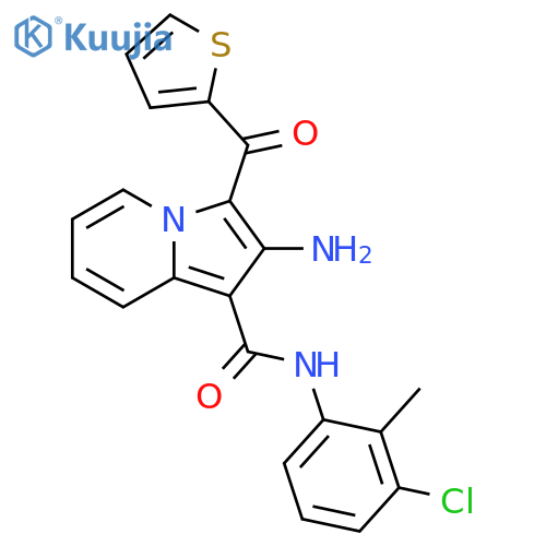 2-amino-N-(3-chloro-2-methylphenyl)-3-(thiophene-2-carbonyl)indolizine-1-carboxamide structure