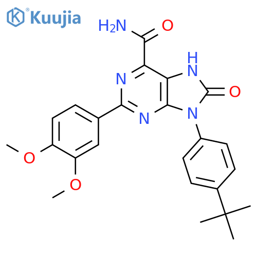 9-(4-tert-butylphenyl)-2-(3,4-dimethoxyphenyl)-8-oxo-8,9-dihydro-7H-purine-6-carboxamide structure