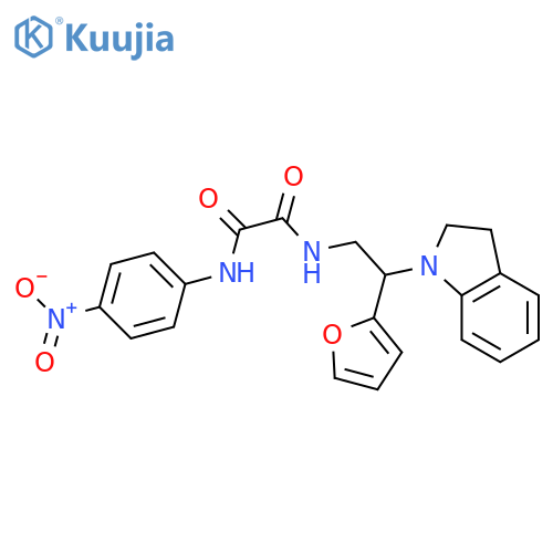 N-2-(2,3-dihydro-1H-indol-1-yl)-2-(furan-2-yl)ethyl-N'-(4-nitrophenyl)ethanediamide structure