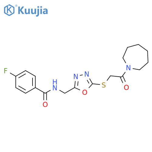 N-(5-{2-(azepan-1-yl)-2-oxoethylsulfanyl}-1,3,4-oxadiazol-2-yl)methyl-4-fluorobenzamide structure