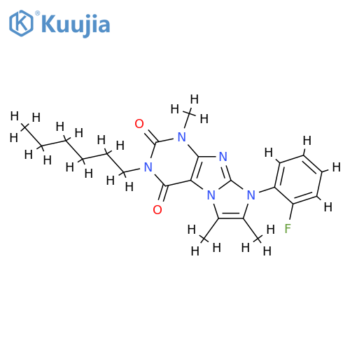 8-(2-fluorophenyl)-3-hexyl-1,6,7-trimethyl-1H,2H,3H,4H,8H-imidazo1,2-gpurine-2,4-dione structure