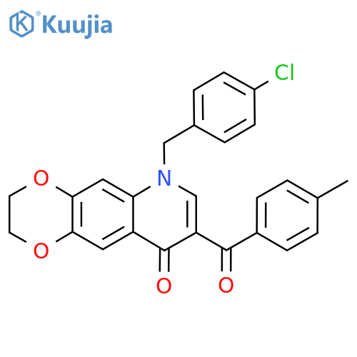 6-(4-chlorophenyl)methyl-8-(4-methylbenzoyl)-2H,3H,6H,9H-1,4dioxino2,3-gquinolin-9-one structure